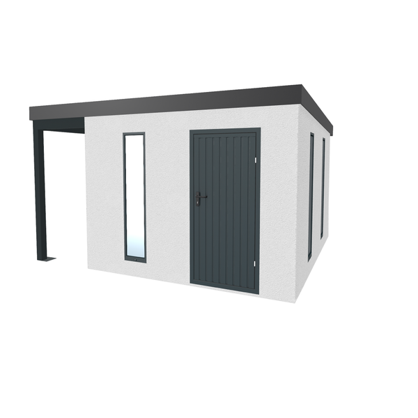 Gartenhaus mit Anbau, Tür und Fenster