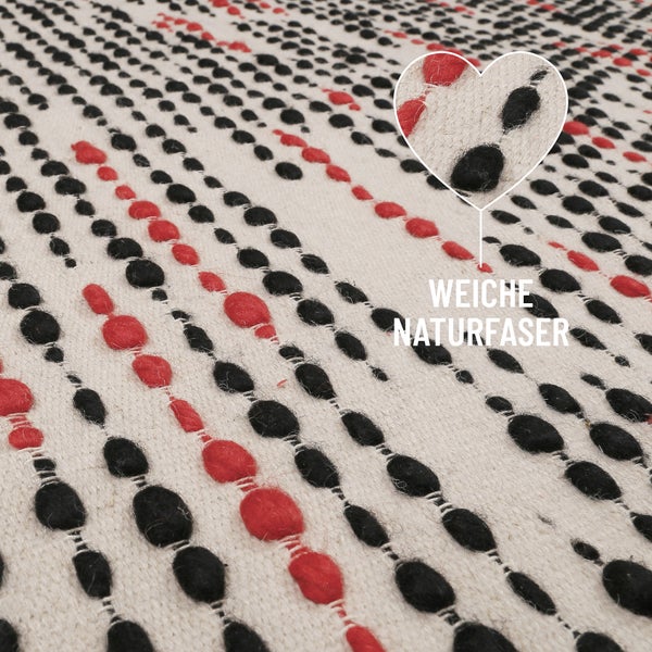 Wollteppich Creme Beige London Red WECONhome 80x150 cm