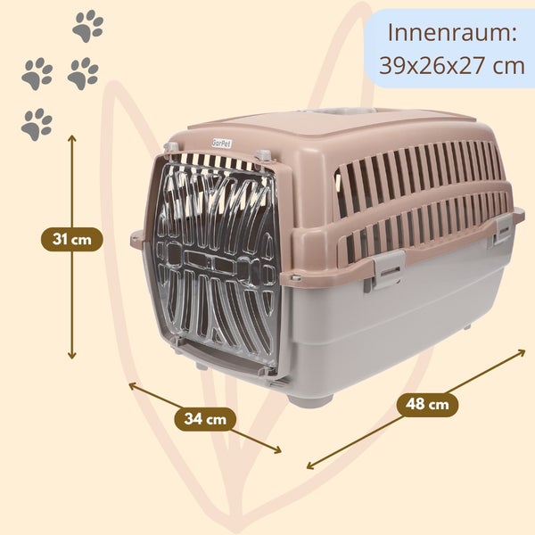GarPet Transportbox für Haustiere mit den Maßen 48 x 34 x 31 cm
