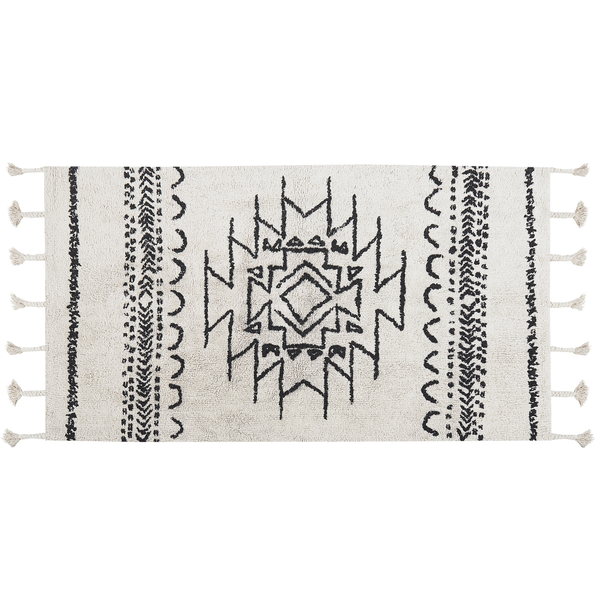 Teppich KHOURIBGA Cremeweiß 80 x 150 cm Baumwolle