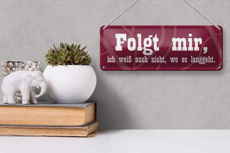 Blechschild Spruch 27x10cm Folgt mir weiß nicht wo langgeht Dekoration