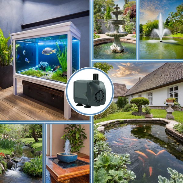 Tauchpumpe für verschiedene Anwendungen wie Aquarien, Gartenteiche, Springbrunnen und Zimmerbrunnen.