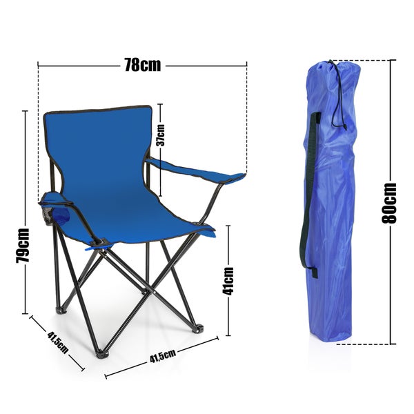 BigDean Faltstuhl BLAU Campingstuhl Anglerstuhl mit Getränkehalter & Tragetasche - Anglersessel klappbar - Klappstuhl Gartenstuhl Faltstuhl Relaxsessel Angelsessel faltbar