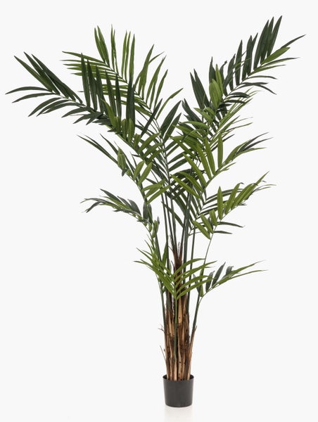 Detailaufnahme des strukturierten grünen Stiels einer Kunstpflanze mit Abzweigungen.