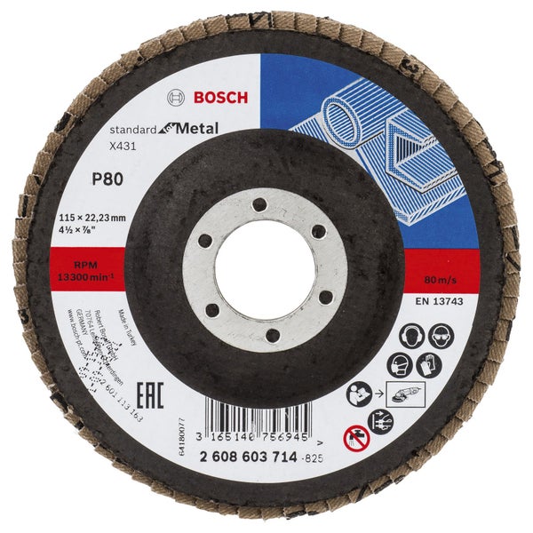 Bosch Fächerschleifscheibe X431 Standard for Metal gerade 115 mm 80 Glasgewebe - 2608603714