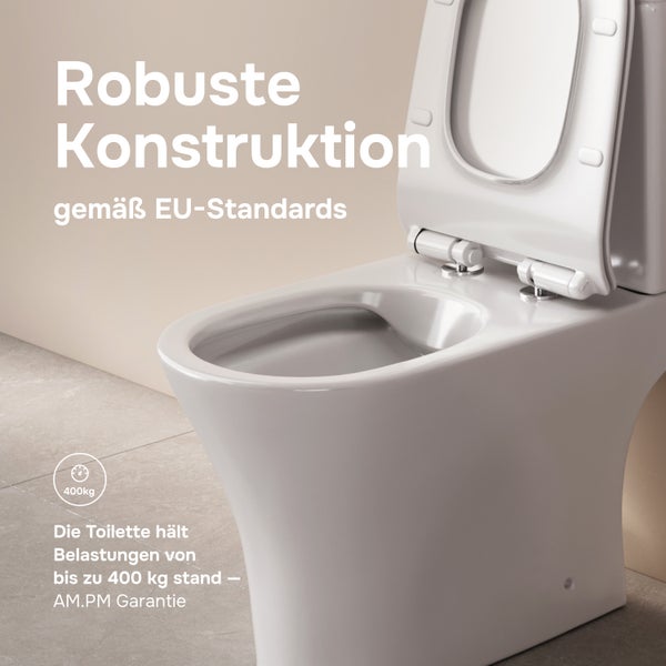 Wandhänge WC mit robustem Design und einer Belastbarkeit bis zu 400 Kilogramm gemäß europäischer Standards von AM PM