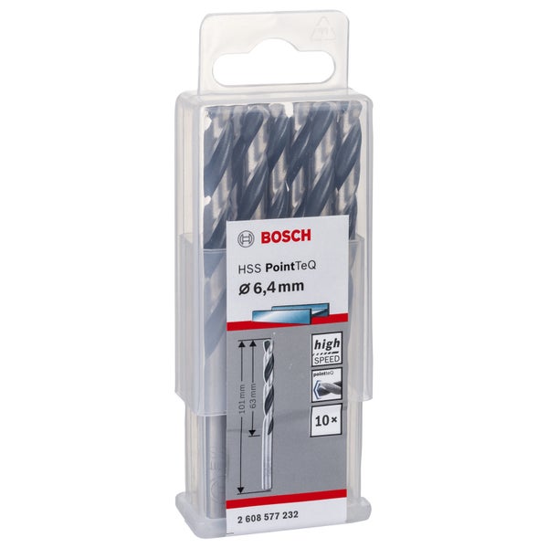 Bosch 10x HSS PointTeQ DIN 338 6,4 x 63 x 101 mm - 2608577232