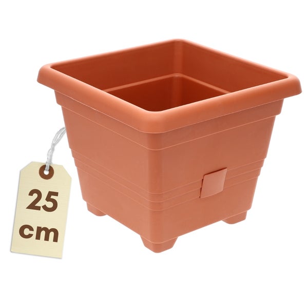 Quadratischer Pflanztopf mit 25 Zentimetern Seitenlänge