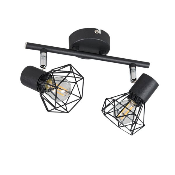 Deckenleuchte mit zwei Leuchten und geometrischen Lampenschirmen