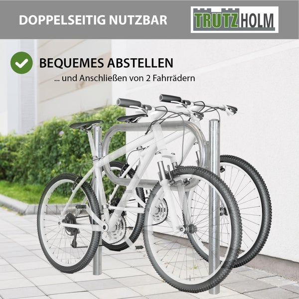 2x Fahrradanlehnbügel 115 x 124 cm Stahl feuerverzinkt Ø 60 mm Einbetonieren Fahrradständer grau     Typ O
