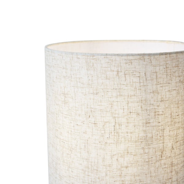 Detailaufnahme eines zylindrischen Lampenschirms aus strukturiertem Stoff mit Kreuzschraffur.