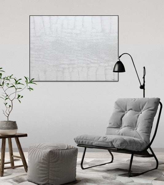 Handgemaltes Gemälde Acrylfarbe 100x75cm Weiß