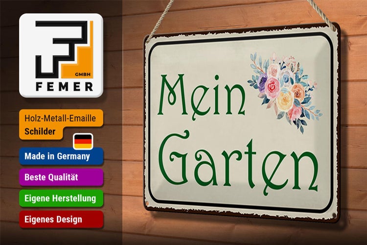 Blechschild Spruch 30x20cm mein Garten
