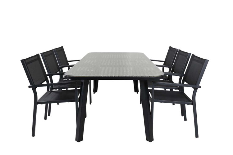 Gartentischgruppe mit sechs Stühlen