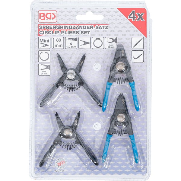 Sprengringzangen Satz mit vier Zangen