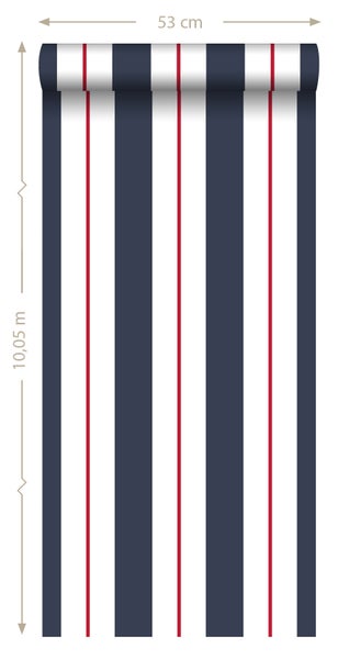 Tapetenrolle mit Streifenmuster, 53 cm breit und 10,05 m lang
