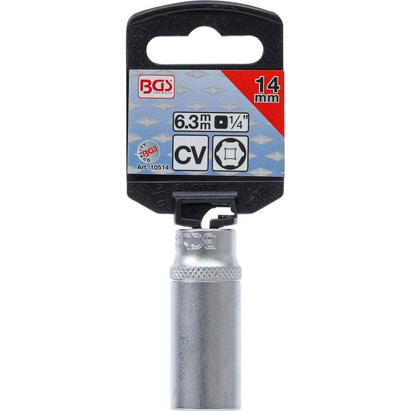BGS Steckschlüssel-Einsatz Sechskant tief Antrieb Innenvierkant 6,3 mm (1/4) SW 14 mm - 10514