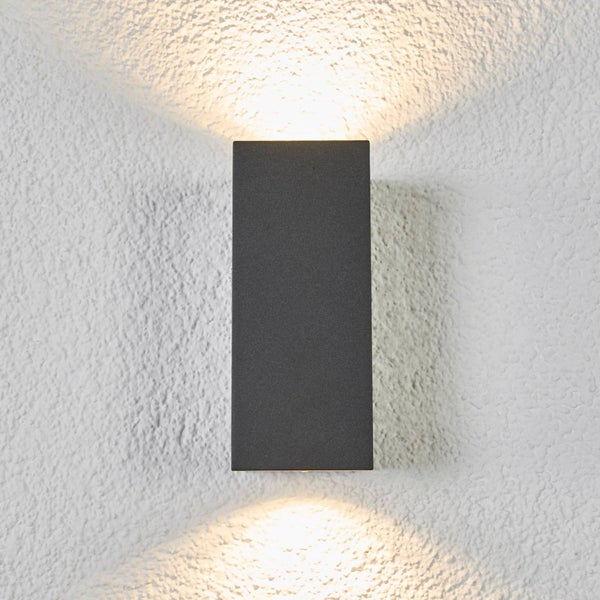 Lucande Wandleuchte außen Xava (Modern) in Schwarz aus Aluminium (2 flammig, GU10) - Außenwandleuchten Wandlampe Led Außenlampe Outdoor für Außenwand/Hauswand Haus Terrasse & Balkon