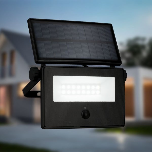 Solar LED outdoor wall light, black, incl. IR sens