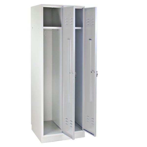 PROREGAL Garderobenschrank Ermine mit 2 Türen HxBxT 178 x 60 x 50 cm Lichtgrau Lichtgrau