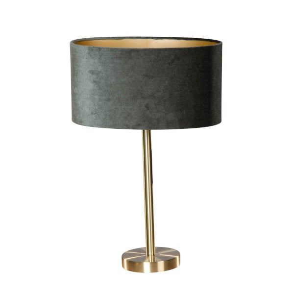 Tischleuchte mit Stoffschirm und Metallfuß