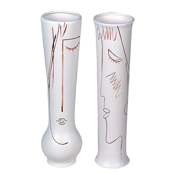 Gesichtsvasen GILDE 2er Set ART Dekovasen weiß Höhe 60cm Keramik