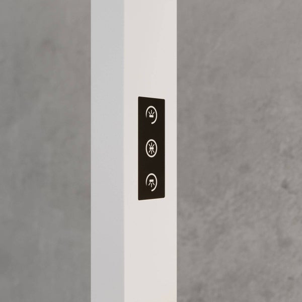 Touch-Bedienfeld zur Lichtsteuerung mit Symbolen für Helligkeitsregelung und Ein-Ausschalter an einem Profil.