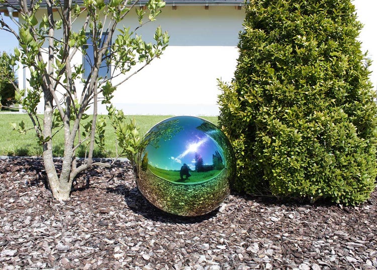 2x Garten-Spiegelkugeln Aus Edelstahl - Reflektierende Dekokugeln Für Garten & Terrasse