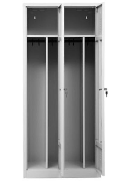 PROREGAL Garderobenspind Camel 2-Fach Mit Pro-Aufteilung HxBxT 180 x 80 x 50 cm Zylinderschloss Grau