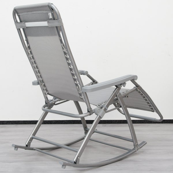 AMANKA Schaukelliege 178x70cm | Schaukelstuhl in Grau | Klappbarer verstellbarer Relaxsessel Liege-Stuhl | Stahlrahmen | Belastbarkeit 100 kg.