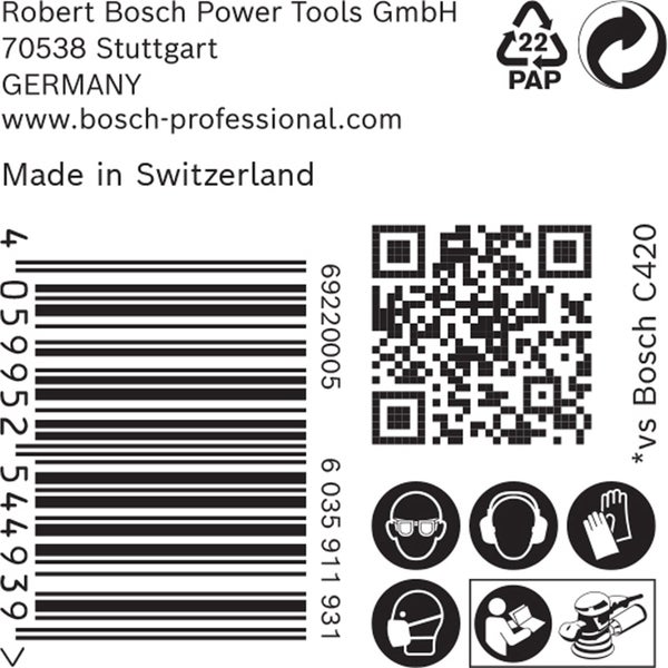 Bosch 50x Expert C470 Schleifpapier ohne Löcher für Winkelschleifer und Bohrer 125 mm G 320 - 2608901155