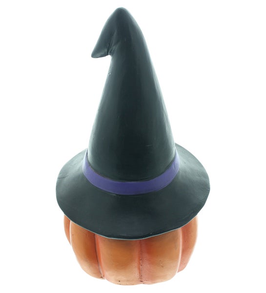 Dekorative Halloween-Figur: Kürbis mit Hexenhut