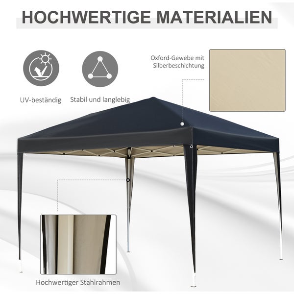 Outsunny Pavillon ca. 3x3m, wasserabweisend Stabil Winterfest Pop-up Faltpavillon, UV Schutz, Faltbar Partyzelt Gartenzelt mit Tasche, Gartenpavillon für Camping Garten, Schwarz