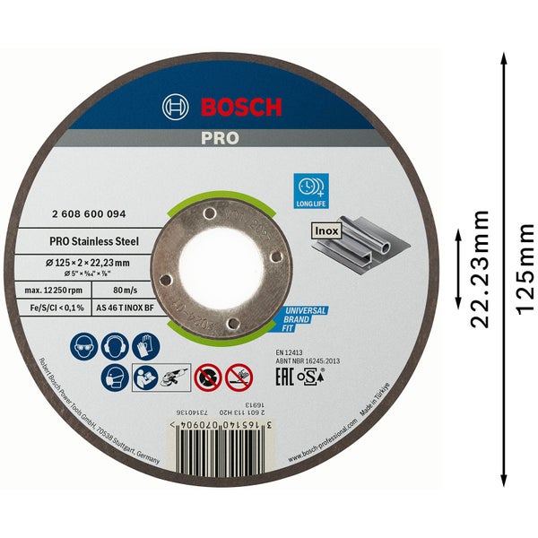 Bosch PRO Stainless Steel Trennscheibe 125 x 2 x 22,23 mm - 2608600094