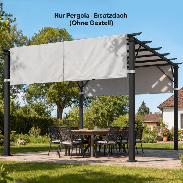 Hellgraues Pergola-Ersatzdach aus Textil für Garten-Pavillons, ohne Metallgestell.