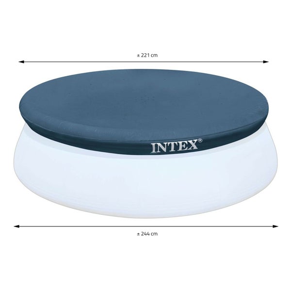 Intex Easy Set Pool Cover - Poolabdeckplane - Ø 244 cm rund - Dunkelblau - Reißfest - Für Easy Set Pools - Poolabdeckung Poolplane Pool Abdeckplane