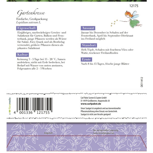 Gartenkresse Einfache Maxi-Pack Samen von Grüne Fee