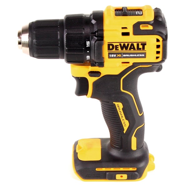 Akku-Bohrschrauber DeWalt 18 Volt XR mit bürstenlosem Motor in Seitenansicht