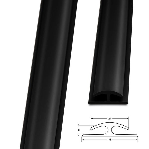FLOORDIREKT Doppeleinfassleiste Übergangsprofil Jersey Selbstklebend 24 x 35 mm Schwarz