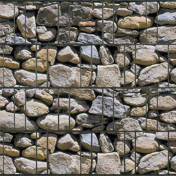 Gabionenwand mit Steinfüllung und Drahtgitter