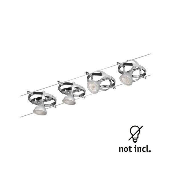 Seilsystem Cardan Basisset GU5,3 max. 4x10W dimmbar 230/12V Chrom matt, Chrom