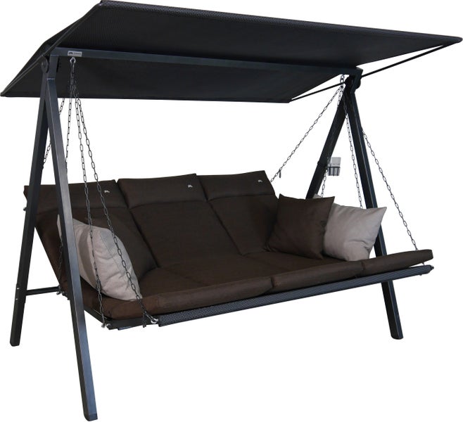 Gartenschaukel mit Sonnendach, Sitzkissen und Zierkissen