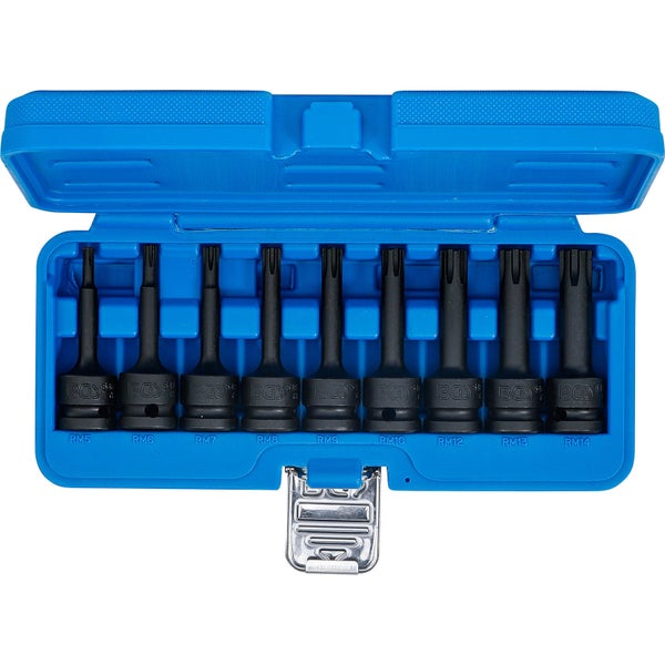 BGS Kraft-Bit-Einsatz-Satz Antrieb Innenvierkant 12,5 mm (1/2) Keil-Profil (für Ribe) M5 - M14 9tlg. - 5483