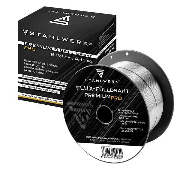 STAHLWERK Schweißdraht MIG MAG Premium Fülldraht 3er Set E71T-GS Ø0,9mm 0,45kg