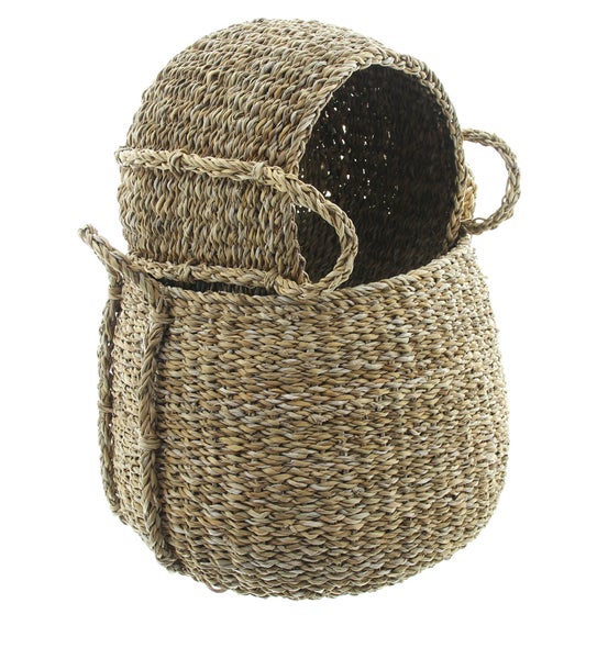 FRANK FLECHTWAREN | Füllkorb Seegras, 2er Set, SEEGRAS, ca. Ø 31 x 25 cm, Ø 45 x 30 cm