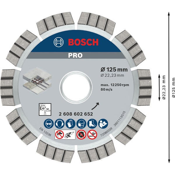 Bosch PRO Concrete Diamanttrennscheibe 125 x 22,23 mm - 2608602652