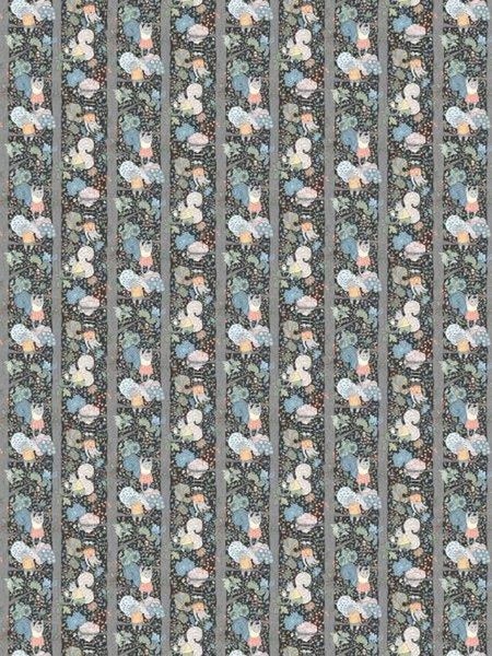Borastapeter Tapete Wald mit Waldtieren Graublau - 53 cm x 10.05 m - 660771
