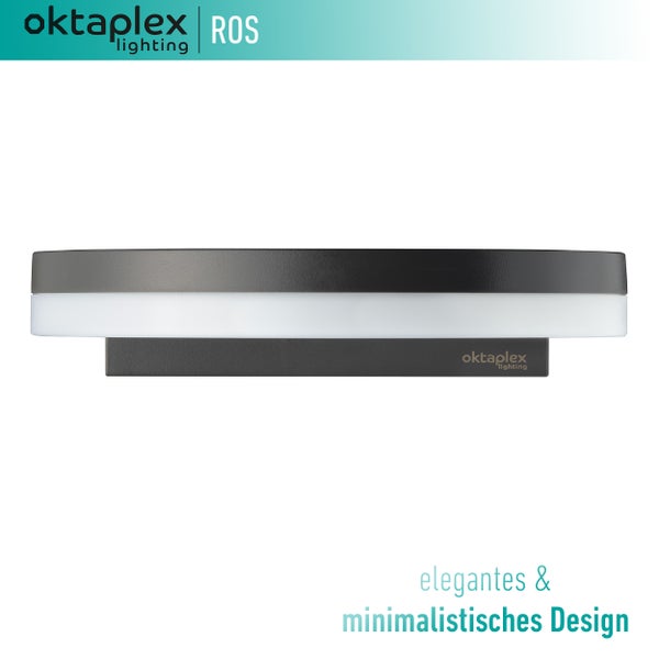 Ros LED Außenleuchte warmweiß 3000K 1300 Lumen 14,6W 230V Wandlampe außen anthrazit flach