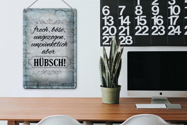 Blechschild Spruch 20x30cm frech böse ungezogen aber hübsch
