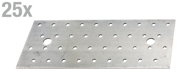 Set mit 25 Lochplatten aus verzinktem Stahl zur Holzverbindung